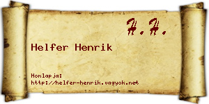 Helfer Henrik névjegykártya